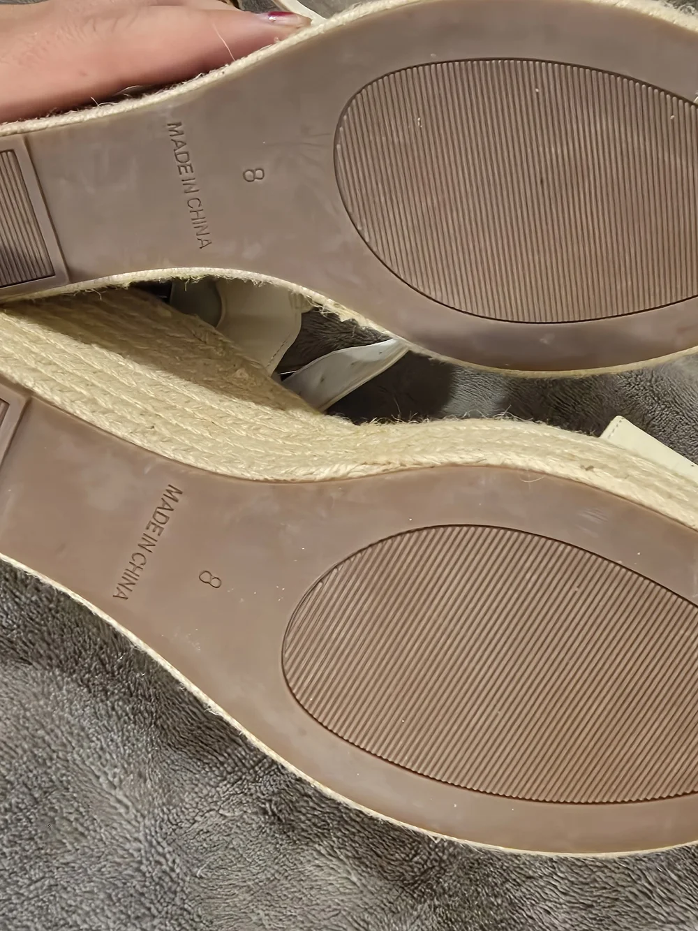 Vicki Vicki White Cream Espadrille Wedge Sandals with Ankle Strap Size 8